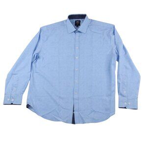 Society Of Threads Mens XL Slim Fit Stretch Blue Paisley Dress Shirt